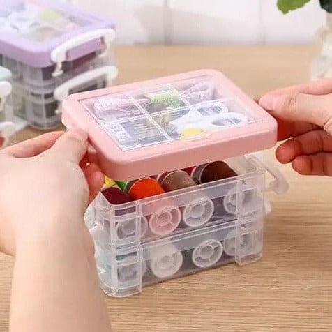 Portable Household Sewing Kit Box, Fabric Craft Needles Thread Scissor Set, Plastic Transparent Sewing Thread Storage, Multifunction PP Box Sewing Kit, Home & Travelling Sewing Accessories Portable Household Sewing Kit Box, Fabric Craft Needles Thread Scissor Set, Plastic Transparent Sewing Thread Storage, Multifunction PP Box Sewing Kit, Home & Travelling Sewing Accessories